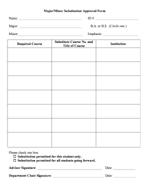 Major/Minor Substitution Approval Form