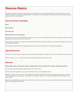 Resume Template for New Graduates