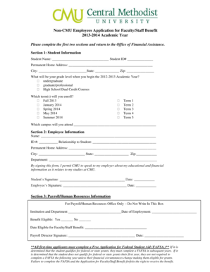 Non-CMU Employees Application for Faculty/Staff Benefit
