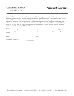 Personal Statement - California Lutheran University - callutheran