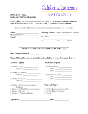 Form - Replacement Diploma Formdocx - callutheran