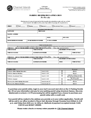California State University Channel Islands Parking Registration Application