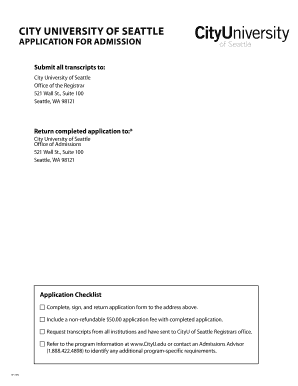 City University of Seattle Application for Admission