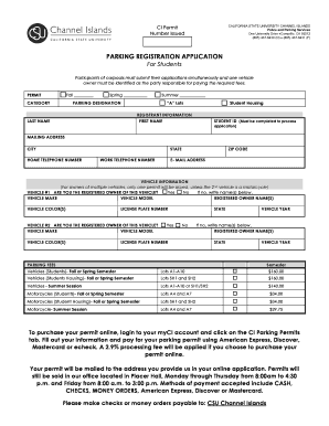 California State University Parking Registration Application