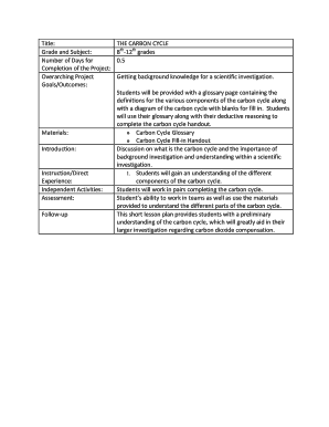 Carbon Cycle Fill-in Handout