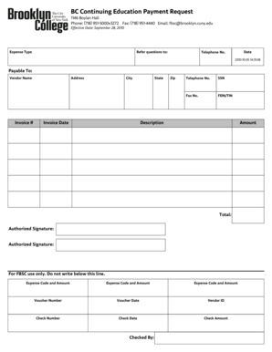 BC Continuing Education Payment Request