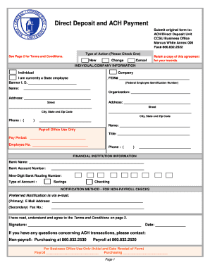 Direct Deposit and ACH Payment Form