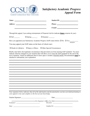 Satisfactory Academic Progress Appeal Form