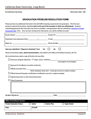 California Graduation Problem Resolution Form