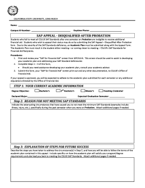 SAP Appeal Disqualified After Probation Form