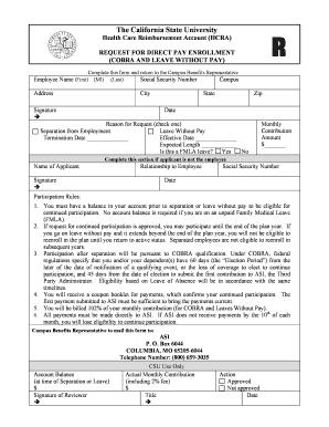 California State University HCRA Direct Pay Enrollment Request