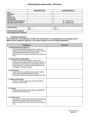 CUNY HEO Series Evaluation Memorandum