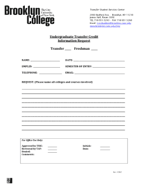 Undergraduate Transfer Credit Information Request