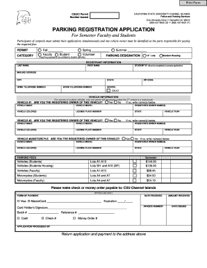 CSUCI Parking Registration Application