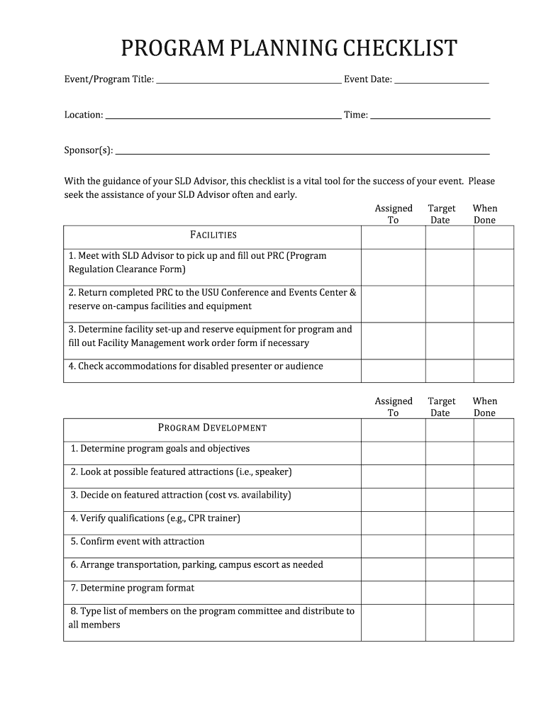 Fillable Online csulb PROGRAM PLANNING CHECKLIST - California State ...