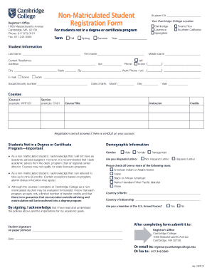 Non-Matriculated Student Registration Form