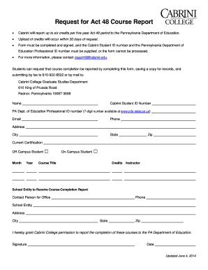 Act 48 Course Report Request Form