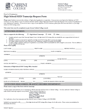 High School/GED Transcript Request Form