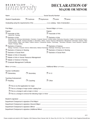 Declaration of Major or Minor Form