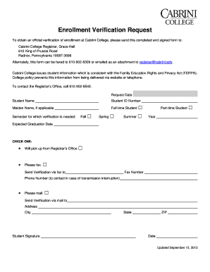 Enrollment Verification Request Form