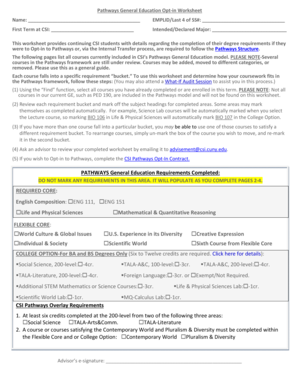 Pathways General Education Opt-in Worksheet