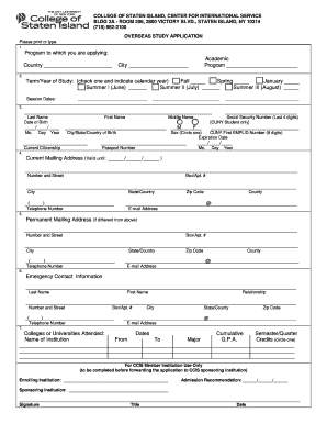 Study Abroad Program Application