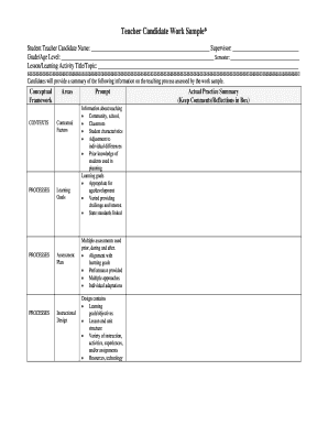 Teacher Candidate Work Sample