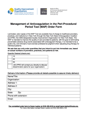 Management of Anticoagulation in the Peri-Procedural Period Tool Order Form