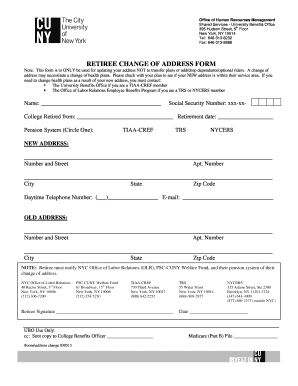 Retiree Change of Address Form