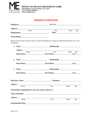 Emergency Contact Form
