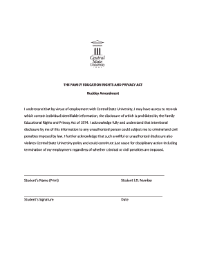 Family Educational Rights and Privacy Act Agreement