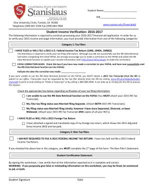 Student Income Verification Form