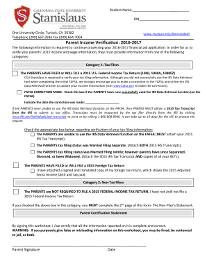 Parent Income Verification Form