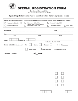 Special Registration Form