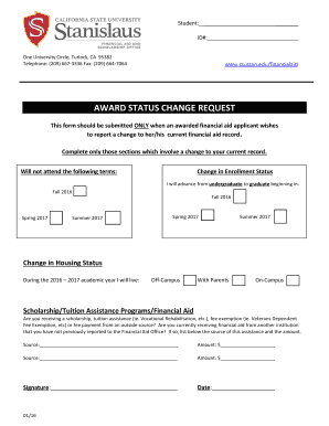 Award Status Change Request