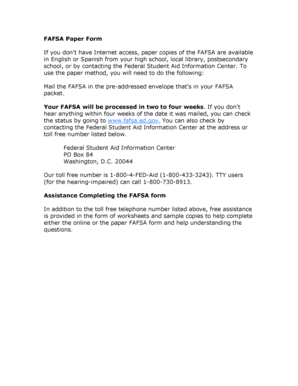 FAFSA Paper Form