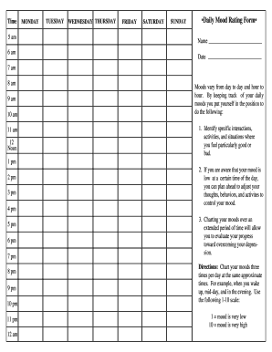 Daily Mood Rating Form