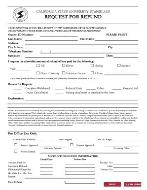 California State University Refund Request Form