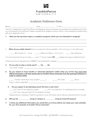 Academic Preference Form