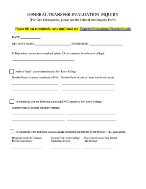 General Transfer Evaluation Inquiry Form