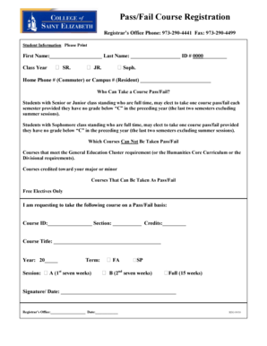 Pass/Fail Course Registration Form