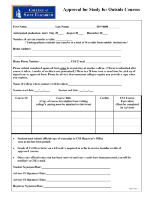 Approval for Study for Outside Courses