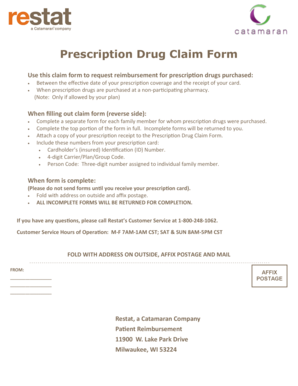 Prescription Drug Claim Form