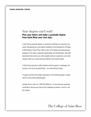 Saint Rose Graduate Studies Application