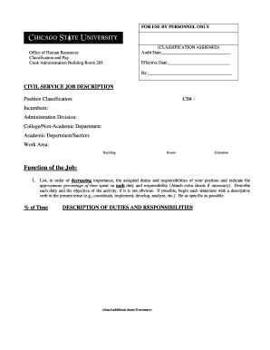 Civil Service Job Description Form