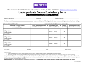 Undergraduate Course Equivalency Form