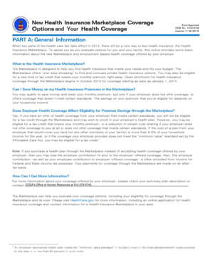 Health Insurance Marketplace Coverage Options Notice