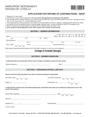 Georgia Defined Contribution Plan Refund Application