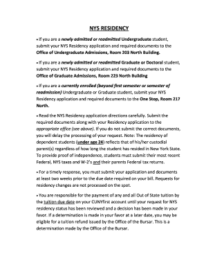 NYS Residency Application Form