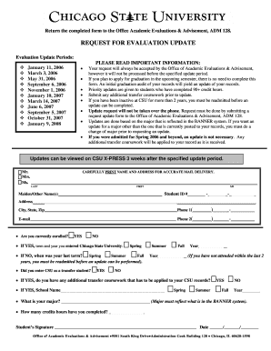 Request for Evaluation Update